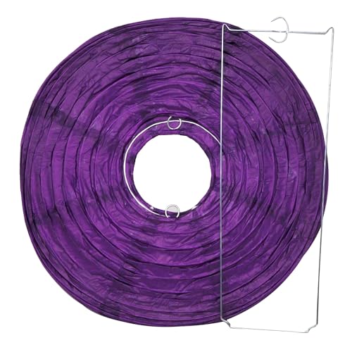 Image of Mudra Crafts 12 Inch Chinese Purple and Gold Paper Lanterns Hanging Decor | 10 PCs, Reusable, Indoor Outdoor Decorative Lamp Shade, for Ceiling, Wedding, Shower, Party, Festival, Home Decoration