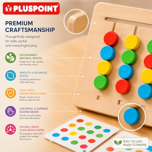 Image of PLUSPOINT Montessori Slide Puzzle Game for Kids - Color & Pattern Matching Educational Brain Teaser Toy for Ages 3-8, Preschool Learning Activity & Travel Gift for Boys & Girls