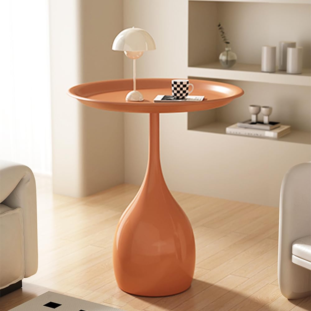 Small End Table Round Side Tables Living Room, Metal Coffee Accent Table | Boho Decor Drink Table, Modern Bedside Nightstand for Bedroom, Mid Century Sofa Table for Couch Outdoor Patio Yard Balcony