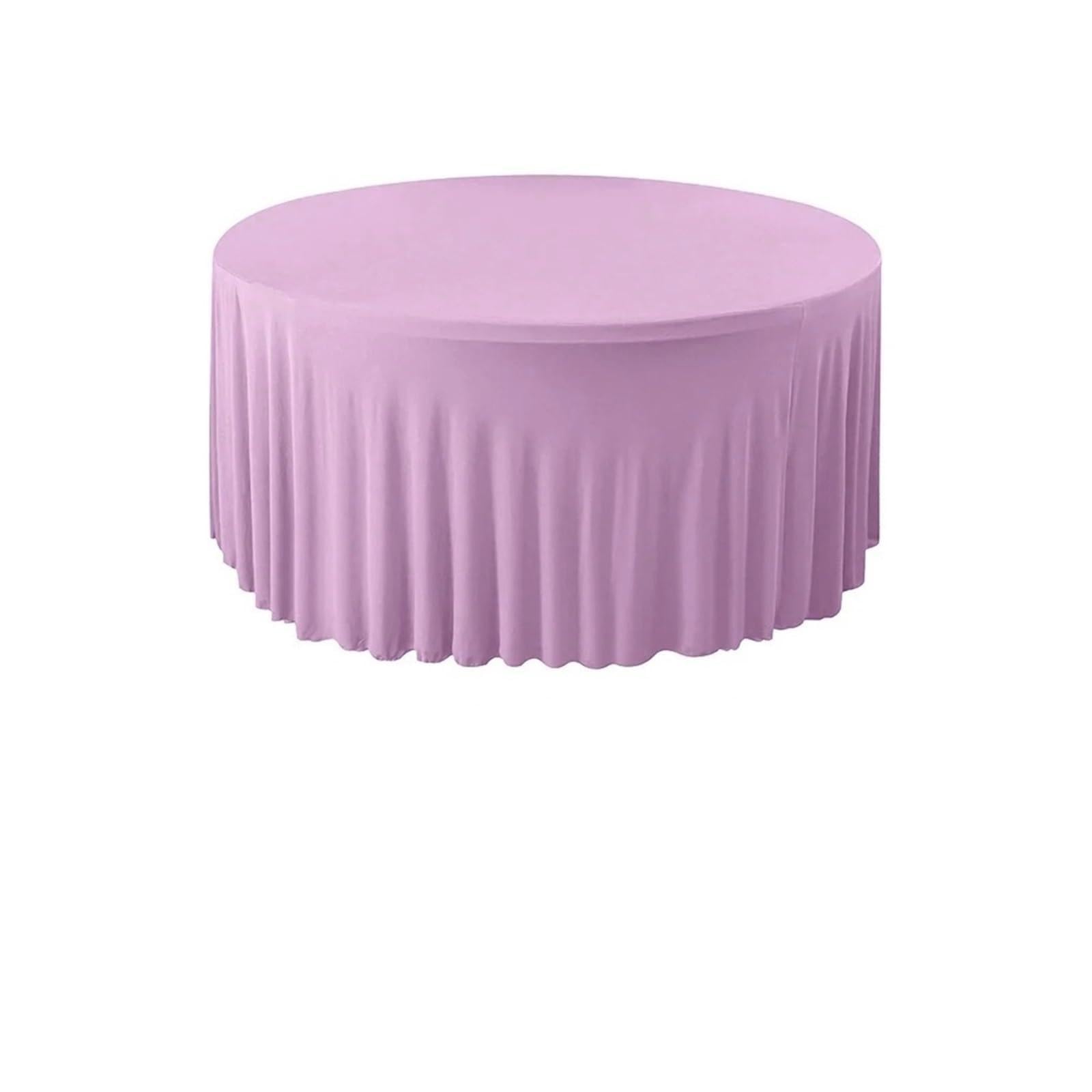 SHENJMAI Round Skirt Tablecloth Pleated Wave Spandex Round Tablecloth Elastic Skirted Cover 4/5/6FT for Banquet Wedding Stain-Resistant Easy Care(Violet,5FT 153CM ROUND)