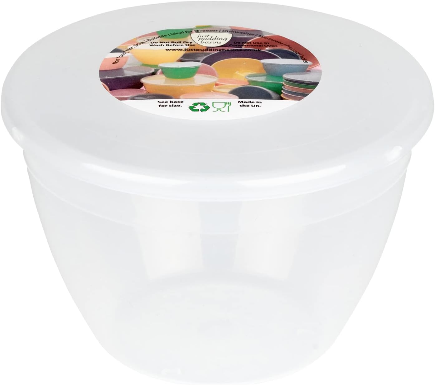 20 fl oz Pudding Mold and Lid Clear Reusable Food Safe Plastic Steam Pudding Bowls (4 pack)
