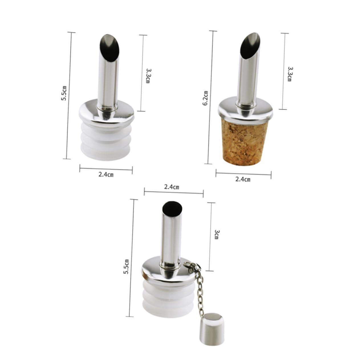 STOBAZA Ergonomic Wine Spout Dispenser Set 5pcs Stainless Steel Oil Bottle Pourers for Juices Spirits Random Style