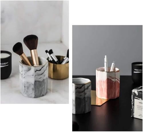 Miniatura 6 de TOPBATHY Pinceles de maquillaje, soporte de cerámica para bolígrafo, patrón de mármol, soporte para brochas de maquillaje, soporte para cepillos de