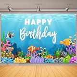 Ocean World Birthday Backdrop 6x4ft Ocean Sea Animal Fish Baby Shower Birthday Background Under The Sea Birthday Party Photography Background Decorations