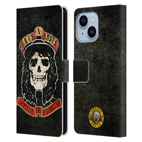 Protection Guns N' Roses iPhone 14 Plus étui portefeuille cuir vintage
