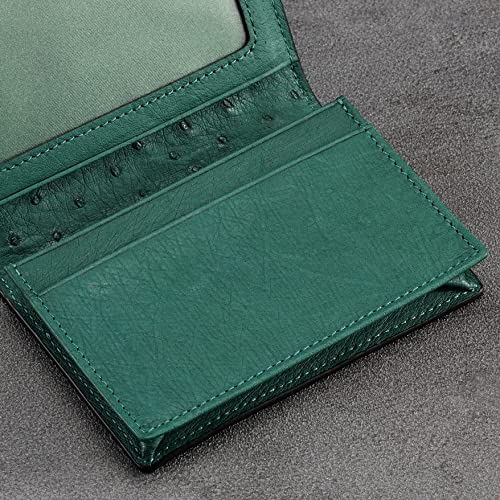 Image of HISCOW Full Grain Leather Business Card Holder Case | Minimalist EDC wallet, gusset holds 25 cards, ID window, fits folded bills, bifold profile, premium gifts for men & women