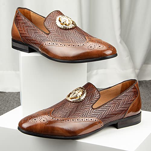 Image of Meijiana Men's Fashion Classic Microfiber PU Leather Loafers and Weeding Dress Shoes for Men