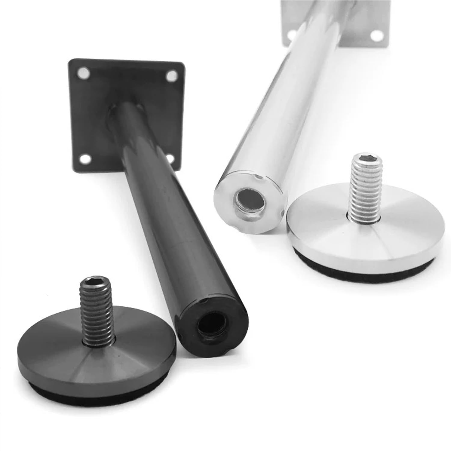 4 Pcs Patas para Muebles Altura Regulables,Pies Ajustables para Mesas Acero Inoxidable,Patas de Soporte para Sofás Armario Silla Escritorio Gabinete,Con Tornillos (40cm,Plata)