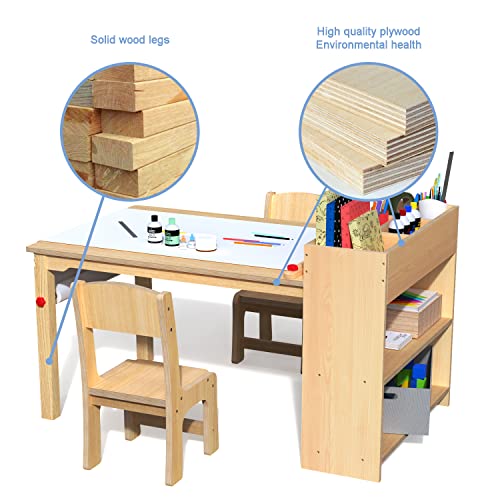 Gdlf Kids Art Table And 2 Chairs, Wooden Drawing Desk, Activity & Crafts, Children's Furniture, 42X23 #TOP6