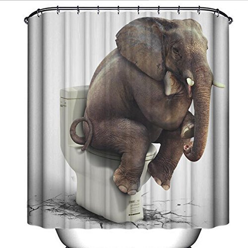 Rideau de douche imperméable 3D Dusty Elephant pour séparation étanche de salle de bain