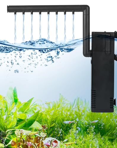 ZITFRI Leise Aquarium Filter 80L 8W Aquarium Pumpe Aquarium Innenfilter 4in1 Aquarienfilter mit 600L/H Wasserpumpe für 80L Aquarium