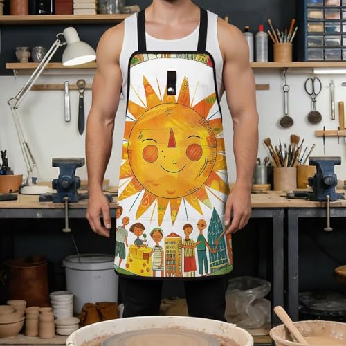 Delantal Happy Smiling Sun multipocket para trabajo unisex miniatura 4