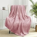 Exclusivo Mezcla Fleece Dusty Pink Throw Blanket for Couch, Sofa, Super Soft and Warm Blankets, All Season, Cozy, Plush, Lightweight, 50x60 Inches