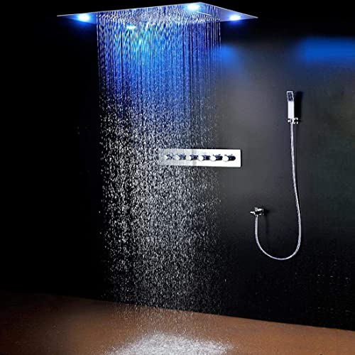 Cascada Luxurious Recessed Large LED Waterfall Rainfall Shower System (Matt Black)