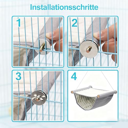 Qnvyw Vogel Hängematte Etagenbett, Wellensittich Zubehör, Winter Warm Vogelnest Haus, Grau, Für Papageien Und Kleine Vögel, Gemütlicher Schlafplatz Und Spielbereich