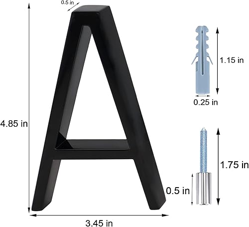 Vista 21 de Metal Numbers for House Outside, 5 Inch Modern House Numbers, DIY Floating Address Numbers with Screws, Rust Free Zinc Alloy, Silver Number 5