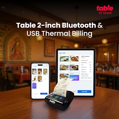 Image of Table 2-Inch Bluetooth & USB Thermal Billing Printer | POS Receipt Printer for Restaurants with 3-Month Billing Software License