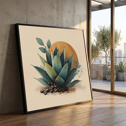 Tableau d'agave rustique de qualité supérieure sur toile tendue avec cadre en bois interne