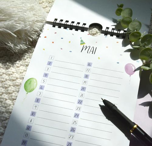 Geburtstagskalender jahresunabhängig Kalender für Geburtstage Immer währender undatiert zum Eintragen von Geburtstagen Geburtskalender DIN A5