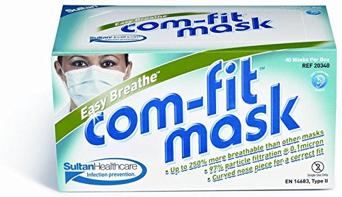Sultan 20340 com-fit Easy Breathe Ear Loop Face Mask (Pack of 40)