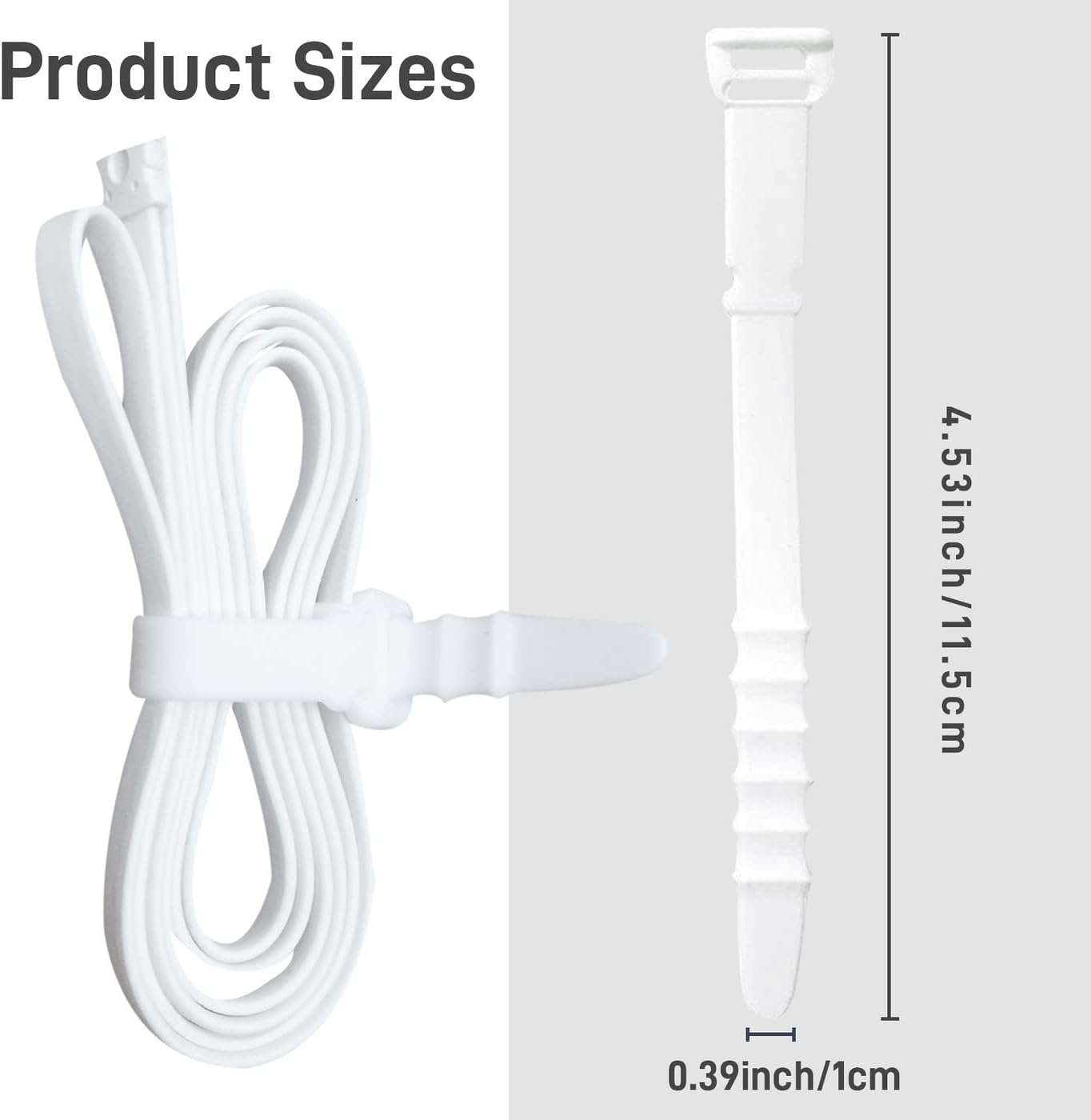 FUNUPUP Reusable Cable Zip Ties 4.5 Inch Elastic Silicone Cord Organizer Straps Management Rubber Cable Ties Cord organizer for Headphones Phone Charging Wire Home Office Desk Car (Black,12 Pcs)