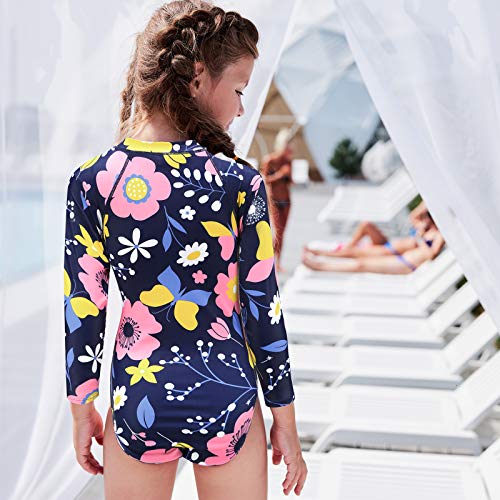 Girls One Piece Swimsuits Long Sleeve Rash Guard for Kids Girls Hawaiian Swim Shirts UPF 50+ Sun Protection3