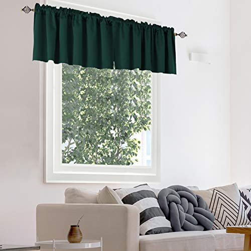 Keqiaosuocai St. Patrick's Day Green Window Valance 18 Inches Long - Rod Pocket Hunter Green Blackout Valance Topper Curtains For Kitchen Bathroom,1 Panel, Drak Green, 52W X 18L #TOP2