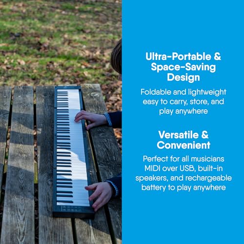 Carry-on FP-88 Touch 88 Tasten berührungsempfindlich Schwarz Tragbares Faltbares Digitalpiano durch USB MIDI Controller mit wiederaufladbarem Akku