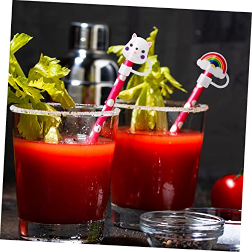 Capuchons de paille en silicone dessin animé pour tasses et gobelets - 5
