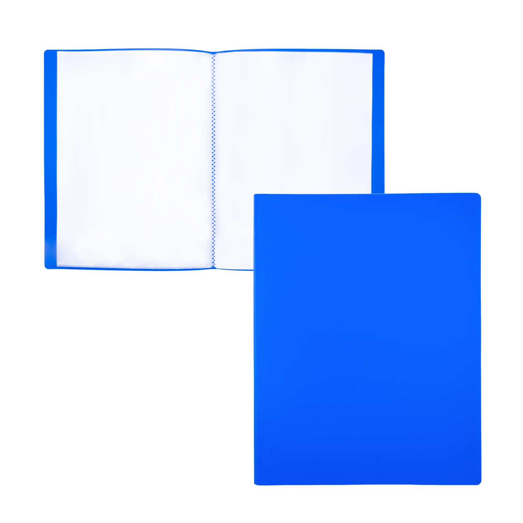 RAYLU PAPER - Carpeta con Fundas Transparentes Tamaño A5, Hecha de Polipropileno 100% Biodegradable, 20 Fundas Transparentes para Documentos en Casa y Oficina (A5, 20 fundas, Azul)