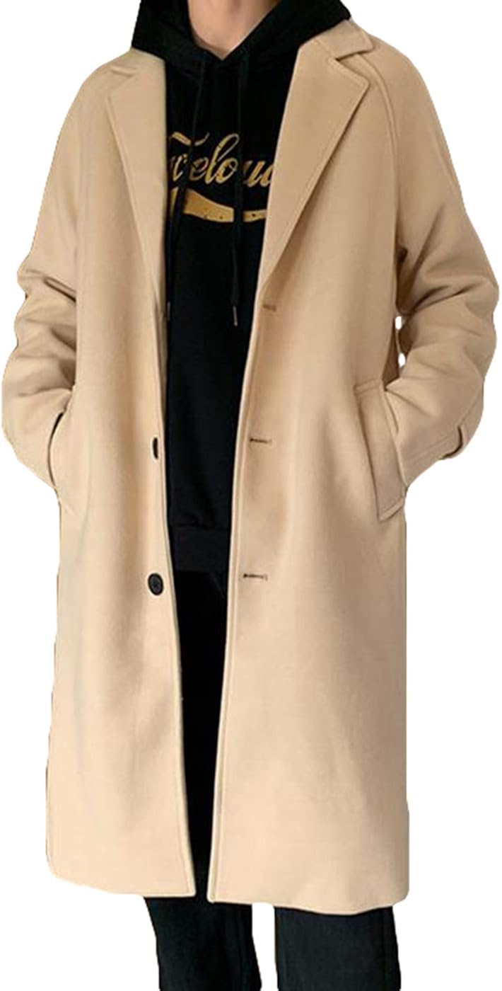 Ksila チェスターコート メンズ コート 大きいサイズ ロングコート ビジネス 通勤 ラシャコート ファッション 膝下 メルトン ジャケット シンプル アウター