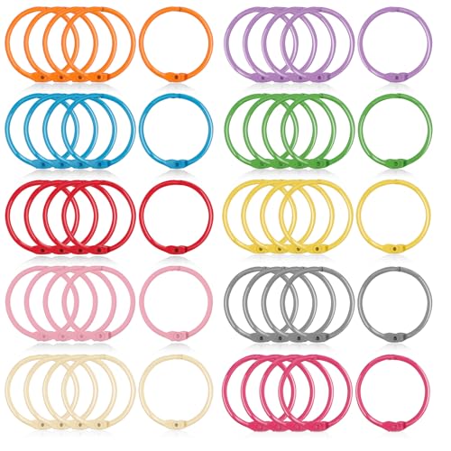 AKONEGE 1 Inch Colorful Loose Leaf Binder Rings (100 Pack) Small Metal Steel Book Rings for Index Cards Flashcards, Keychain Key Rings, 25mm Notebook Rings Paper Rings for Home Office School, 10Colors - Thumbnail 3