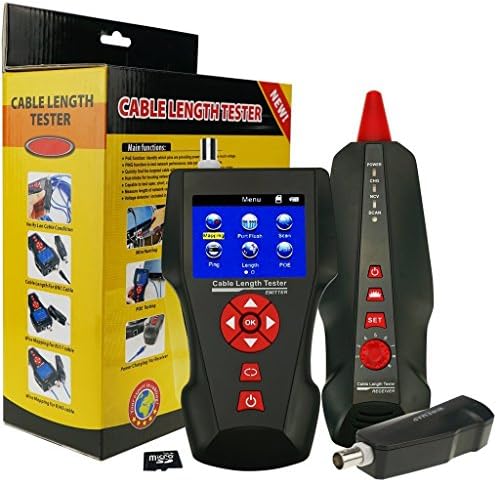 Kibeland Portable Cable Length Tester RJ45 RJ11 BNC Network Cable Tester Wire Tracker POE PING Ethernet Tester, Free TF card