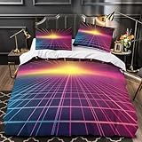 RIAVBAODG 3D Laserstrahl Bedrucktes Bettwäsche Set 3 Teilig Microfaser Kuschelig Bettbezug Mit Reißverschluss Luxus Modern Für Erwachsene Und Kinder Single（140x200cm）