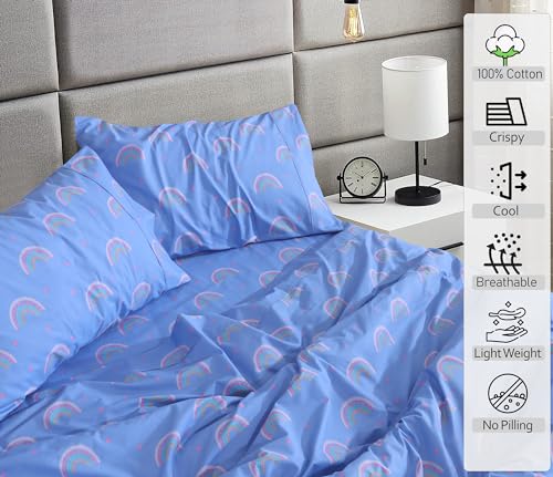 Image of RUVANTI 100% Cotton Percale Sheets Twin Size, Baby Rainbow | Crisp Cooling, Deep Pocket 16 inch, Soft Breathable & Durable, Hotel-Style, 3 Piece Set