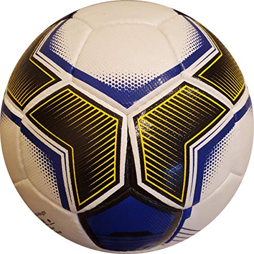 Soccer Ball - Hand Stitched Size 5 - Match Level - Synthetic Pu Leather - Classic Soccer Ball Royal Yellow Black #TOP9