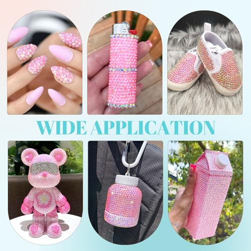 Image of 6100Pcs Jelly Resin Rhinestones for Crafting with 2Pcs 10ml B7000 Jewelry Glue, 1 Box Flatback Crystals Diamond (Light Pink AB) for Bedazzling Crafts DIY Nail Art Non Hotfix Gems for Clothing Shoes