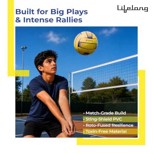 Image of Lifelong Volleyball for Kids, Teens & Adults | Lightweight PVC | Soft Touch Training Ball | Indoor & Outdoor Play | Beach, Pool & Recreational Play | Yellow | 8.6 inches