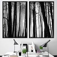 2 Piece Framed Canvas Wall Art Brown Forest Canvas Prints Home Artwork Decoration for Living Room,Bedroom - 16