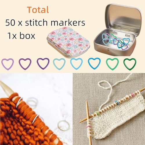 Image of Hilsayum 80Pcs Stitch Markers for Crocheting and Knitting,4 Shapes Colorful Crochet Stitch Markers with Box
