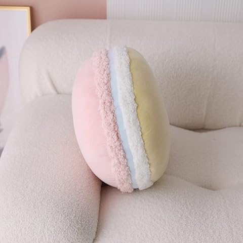 Tykoo Fashion Macaron Pillow Plush Back Cushion, Colorful Round Macaroon Lovely Cushion Pillow, Cute Pillow Toy for Home Decor Xmas Gift Cotton Cover