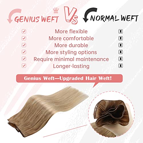 Fshine Sew In Weft Hair Extensions, Human Hair, 24 Inch, 60 g, Straight, Brown, Salon Style for Women, 2.Genius #Ba10/14, 60g-24inch - Image 4