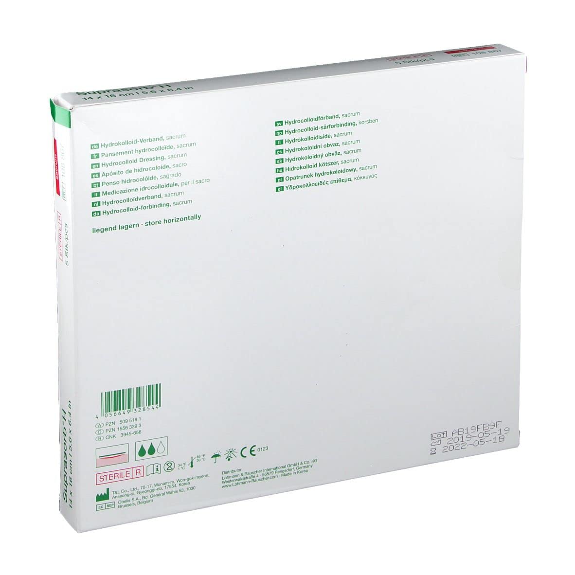 Lohmann-Rauscher 108867 Suprasorb H sakrum opatrunek hydrokoloidowy, 14 cm x 16 cm, 5 sztuk