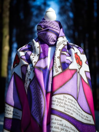 The Advent Scarf - Purple Stained Glass Bible Scripture Warm Holiday Scarf - Christian Christmas Gift2