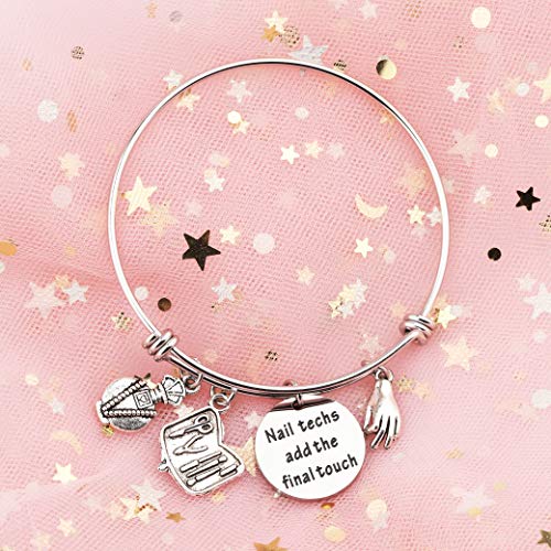 Image of BAUNA Manicurist Bangle Bracelet Nail Technician Jewelry Nail Techs Add The Final Touch Nail Graduation Gift for Nail Artist Beautician