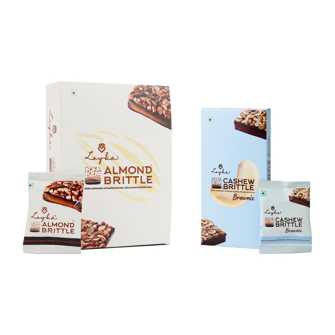 LOYKA Combo-Classic Almond Brittle (12pcs) & Brownie Cashew Brittle (3pcs)|Any time snack|Choco Nut Dryfruit Delicacy|Roasted Nuts (Almonds & Cashew - 40%) (B0C9XBJR91) Amazon Price History, Amazon Price Tracker