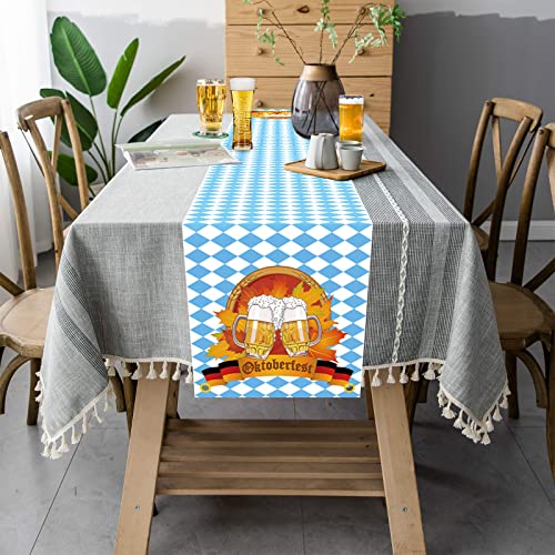 GRESATEK Décoration de chemin de table Oktoberfest, fête à thème allemand bavarois Oktoberfest Table de salle à manger de cuisine lavable décoration intérieure extérieure, 70,8 x 13,8Inch Cover
