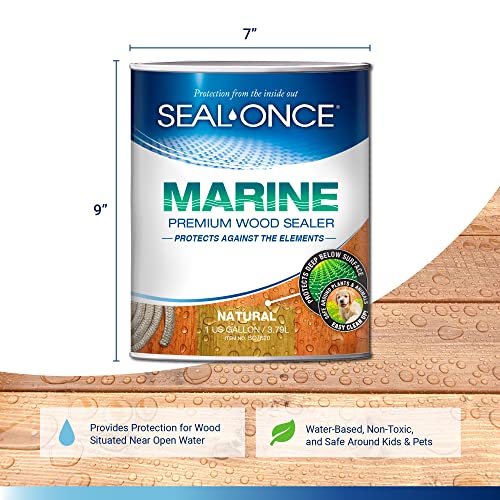 Image of Seal-Once Marine Waterproof Wood Sealer and Stain, Natural, 1 Gallon | Waterproof Sealant, Wood Stain and Sealer in One