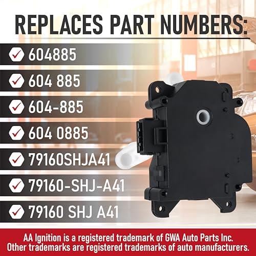 Image of HVAC Air Blend Door Actuator Heater Replacement- Compatible with Honda Vehicles - 2005-2010 Odyssey, 2006-2014 Ridgeline - Replaces 604885, 604-885, 79160SHJA41 - Air Door Blend Control Actuator