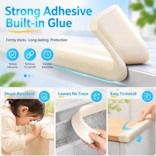 Image of ZOMPAGO Baby Proofing Edge Protector, Begin Foam L-Shape Self-Adhesive Corner Guards, Baby Crib Bumper Pad, Wall & Corner Protector Baby, Foam Corner Protectors for Nursery Kitchen Fireplace Furniture